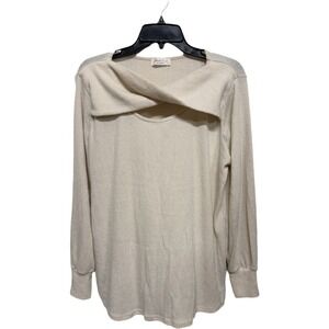 Peach Love Cream Soft Keyhole Front Plush Sweater Size XL Clean Girl Boutique